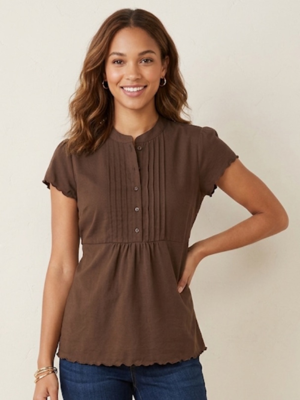 Liz Claiborne Chocolate Button-Up Blouse